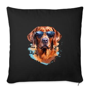 Magyar Viszla with sunglasses - Sofa pillowcase 17,3'' x 17,3'' (45 x 45 cm) - black - Front
