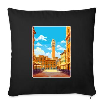 Siena Italy Travel Poster Souvenir Postcard Paint - Sofa pillowcase 17,3'' x 17,3'' (45 x 45 cm) - black - Front