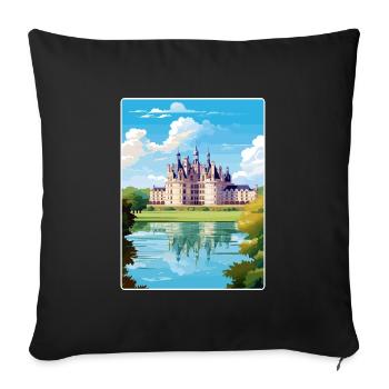 Château de Chambord France Affiche de voyage Souvenir - Housse de coussin décorative 45 x 45 cm - noir - Devant