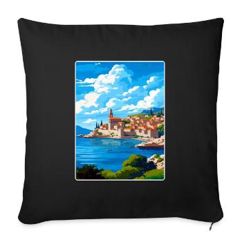 Dubrovnik Croatie Affiche de voyage Peinture Souvenir WPA - Housse de coussin décorative 45 x 45 cm - noir - Devant