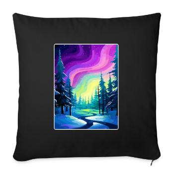 Aurores boréales Aurores boréales Islande Voyage WPA - Housse de coussin décorative 45 x 45 cm - noir - Devant