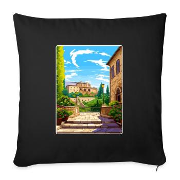 Pérouse Italie Affiche de voyage Peinture souvenir WPA - Housse de coussin décorative 45 x 45 cm - noir - Devant