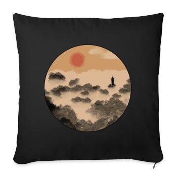 Asian landscape - Sofa pillowcase 17,3'' x 17,3'' (45 x 45 cm) - black - Front