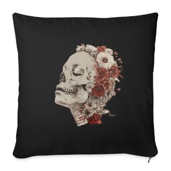 Flowering Skull - Sofa pillowcase 17,3'' x 17,3'' (45 x 45 cm) - black - Front