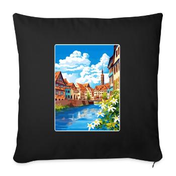 Strasbourg France Travel Poster Souvenir Paint WPA - Sofa pillowcase 17,3'' x 17,3'' (45 x 45 cm) - black - Front