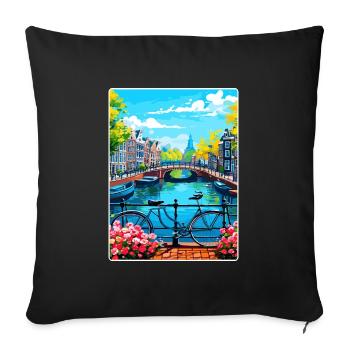 Amsterdam Netherlands Travel Poster Souvenir WPA - Sofa pillowcase 17,3'' x 17,3'' (45 x 45 cm) - black - Front