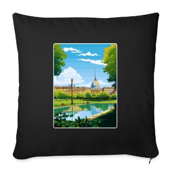 Turin Italy Travel Poster Souvenir Postcard Paint - Sofa pillowcase 17,3'' x 17,3'' (45 x 45 cm) - black - Front