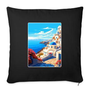 Santorin Grèce Grec Voyage Poster Souvenir WPA - Housse de coussin décorative 45 x 45 cm - noir - Devant