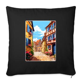 Alsace France Travel Poster Souvenir Painting WPA - Sofa pillowcase 17,3'' x 17,3'' (45 x 45 cm) - black - Front