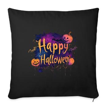 Happy Halloween with pumpkins as lettering - Sofa pillowcase 17,3'' x 17,3'' (45 x 45 cm) - black - Front