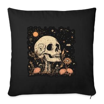 Boho hippie skeleton in 60s, 70s look - Sofa pillowcase 17,3'' x 17,3'' (45 x 45 cm) - black - Front