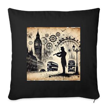 The London Violinist: Steampunk Melodies - Sofa pillowcase 17,3'' x 17,3'' (45 x 45 cm) - black - Front