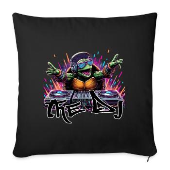 Turtle The DJ Music Gift - Sofa pillowcase 17,3'' x 17,3'' (45 x 45 cm) - black - Front