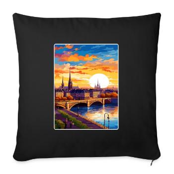 Bordeaux France Affiche de voyage Peinture Souvenir WPA - Housse de coussin décorative 45 x 45 cm - noir - Devant