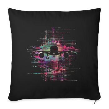Avions des années 90 - Housse de coussin décorative 45 x 45 cm - noir - Devant