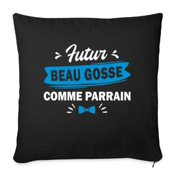 futur beau gosse / / t-shirt bébé / body bébé - Housse de coussin décorative 45 x 45 cm - noir - Devant