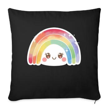 Kawaii Cute Rainbow - Sofa pillowcase 17,3'' x 17,3'' (45 x 45 cm) - black - Front