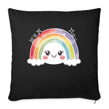 Kawaii Cute Rainbow - Sofa pillowcase 17,3'' x 17,3'' (45 x 45 cm) - black - Front