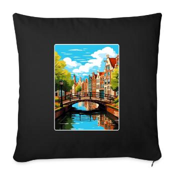 Amsterdam Netherlands Travel Poster Souvenir WPA - Sofa pillowcase 17,3'' x 17,3'' (45 x 45 cm) - black - Front