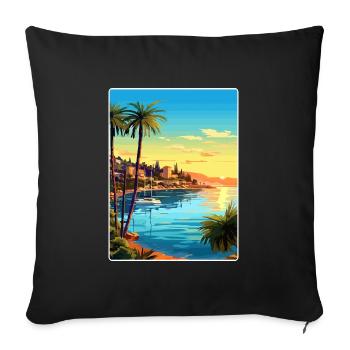 French Riviera France Travel Poster Souvenir WPA - Sofa pillowcase 17,3'' x 17,3'' (45 x 45 cm) - black - Front
