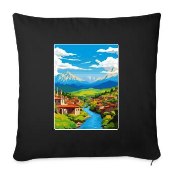 Antakya Turquie Turquie Affiche de voyage vintage souvenir - Housse de coussin décorative 45 x 45 cm - noir - Devant