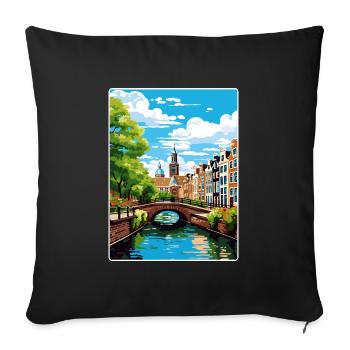 Amsterdam Netherlands Travel Poster Souvenir WPA - Sofa pillowcase 17,3'' x 17,3'' (45 x 45 cm) - black - Front