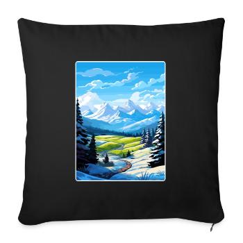 French Alps France Travel Poster Souvenir Paint WP - Sofa pillowcase 17,3'' x 17,3'' (45 x 45 cm) - black - Front