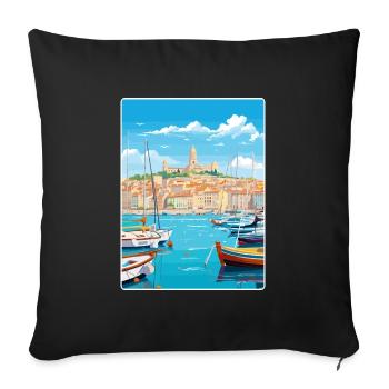 Marseille Frankreich Reise Poster Souvenir Farbe WPA - Sofakissenbezug 45 x 45 cm - Schwarz - Vorne