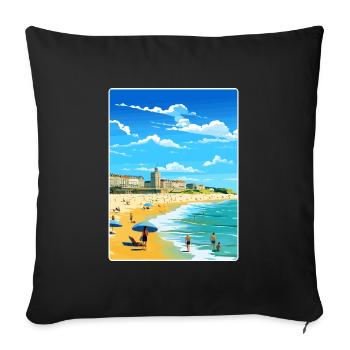Biarritz France Travel Poster Souvenir Paint WPA - Sofa pillowcase 17,3'' x 17,3'' (45 x 45 cm) - black - Front