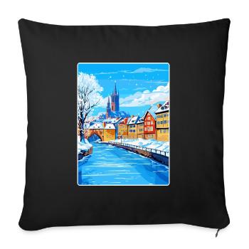 Strasbourg France Travel Poster Souvenir Paint WPA - Sofa pillowcase 17,3'' x 17,3'' (45 x 45 cm) - black - Front