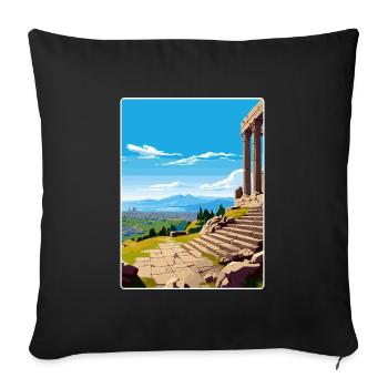 Pergame Turquie Ville Voyage Poster Souvenir WPA - Housse de coussin décorative 45 x 45 cm - noir - Devant