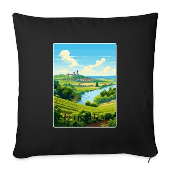Vallée de la Loire France Affiche de voyage vintage souvenir - Housse de coussin décorative 45 x 45 cm - noir - Devant