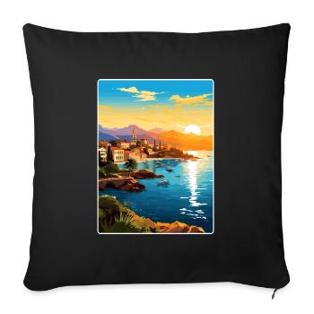 Antalya Turkey Travel Poster Souvenir Painting WPA - Sofa pillowcase 17,3'' x 17,3'' (45 x 45 cm) - black - Front