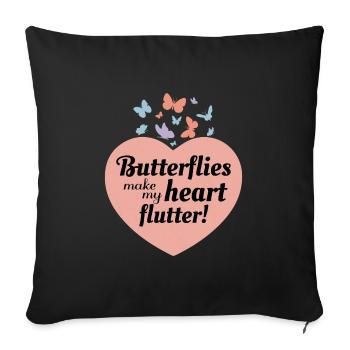 papillon papillons insecte collectionneur coeur amour - Housse de coussin décorative 45 x 45 cm - noir - Devant
