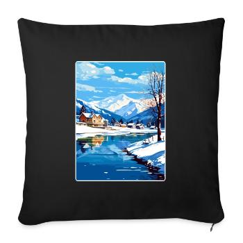 Zell am See Salzbourg Autriche Carte d’affiche de voyage - Housse de coussin décorative 45 x 45 cm - noir - Devant