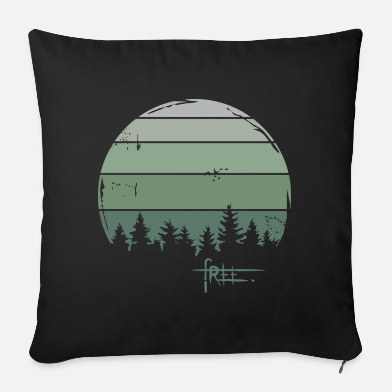 Wald retro Freiheit Baum Natur Graffiti Symbol - Sofakissenbezug 45 x 45 cm - Schwarz