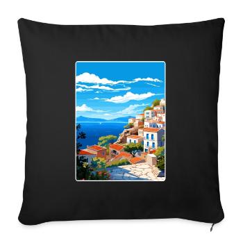 Hydra Griechenland Reise Poster Souvenir Postkarte Farbe - Sofakissenbezug 45 x 45 cm - Schwarz - Vorne