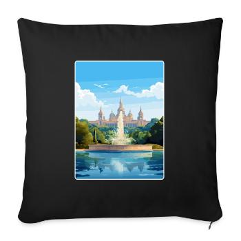 Barcelona Spanien Reise Poster Souvenir Farbe WPA - Sofakissenbezug 45 x 45 cm - Schwarz - Vorne