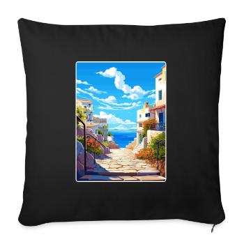 Heraklion Greece Travel Poster Souvenir Paint WPA - Sofa pillowcase 17,3'' x 17,3'' (45 x 45 cm) - black - Front