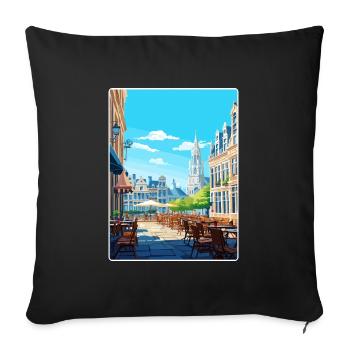 Brussels Belgium Travel Poster Souvenir Paint WPA - Sofa pillowcase 17,3'' x 17,3'' (45 x 45 cm) - black - Front