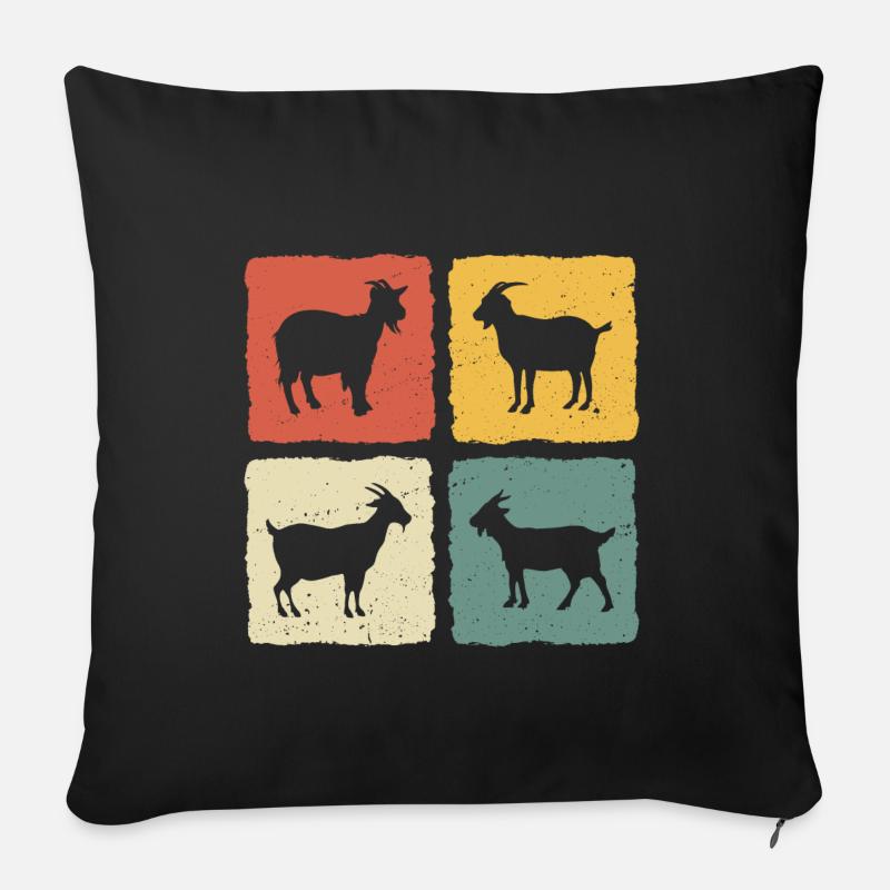 Ziegen Retro T-Shirt Ziege - Sofakissenbezug 45 x 45 cm - Schwarz