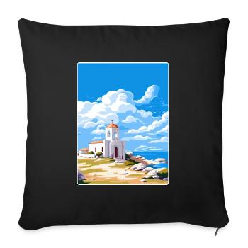 Délos Grèce Affiche de voyage Souvenir Carte Postale Peinture - Housse de coussin décorative 45 x 45 cm - noir - Devant