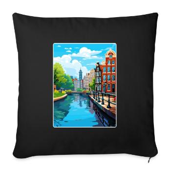Amsterdam Netherlands Travel Poster Souvenir WPA - Sofa pillowcase 17,3'' x 17,3'' (45 x 45 cm) - black - Front