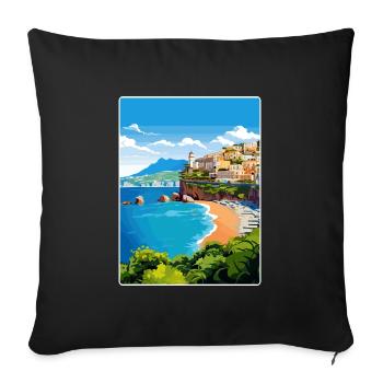 Amalfi Italy Travel Poster Souvenir Postcard Paint - Sofa pillowcase 17,3'' x 17,3'' (45 x 45 cm) - black - Front