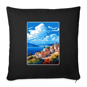 Hydra Griechenland Reise Poster Souvenir Postkarte Farbe - Sofakissenbezug 45 x 45 cm - Schwarz - Vorne