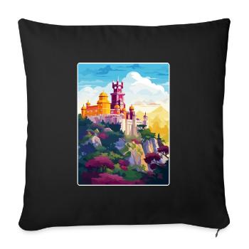 Sintra Portugal Affiche de voyage Peinture Souvenir WPA - Housse de coussin décorative 45 x 45 cm - noir - Devant