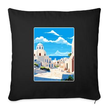 Kos Grèce Affiche de voyage Souvenir Carte Postale Peinture - Housse de coussin décorative 45 x 45 cm - noir - Devant