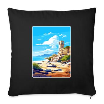 Délos Grèce Affiche de voyage Souvenir Carte Postale Peinture - Housse de coussin décorative 45 x 45 cm - noir - Devant