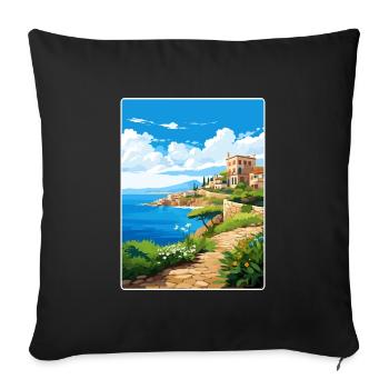 Heraklion Greece Travel Poster Souvenir Paint WPA - Sofa pillowcase 17,3'' x 17,3'' (45 x 45 cm) - black - Front