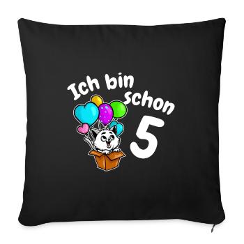 5th Birthday Cute Kitten Cat Five 5 Years - Sofa pillowcase 17,3'' x 17,3'' (45 x 45 cm) - black - Front
